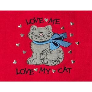 M&C Sportswear Vintage LOVE ME LOVE MY CAT Embroidered Sweatshirt